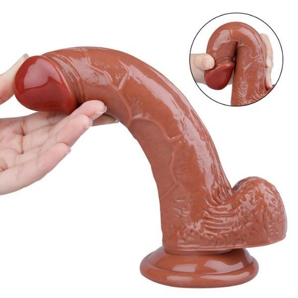 Kalın Vantuzlu Damarlı Realistik Melez Dildo 20 Cm