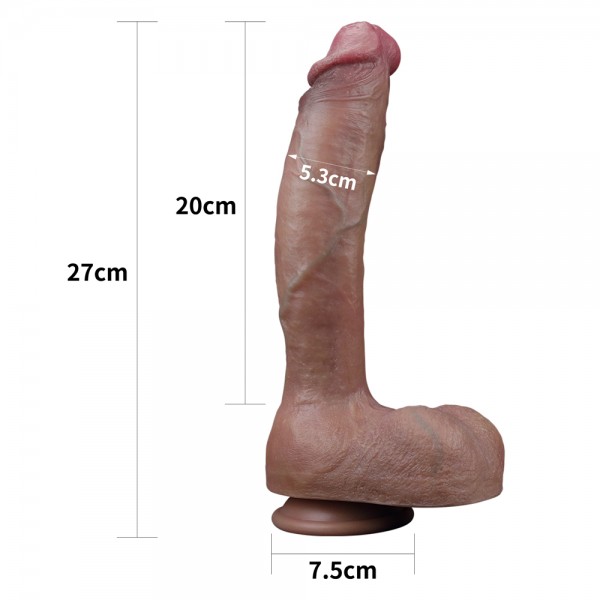 Çift Katmanlı Platin Silikon Dildo 27 cm